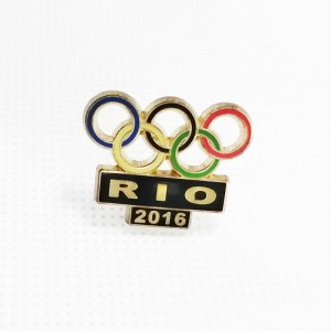 RIO 2016 Ere idaraya Olimpiiki Aami Kosi MOQ Logo Aṣa Aṣa Aṣa 3D Irin Lapel Pin Baajii