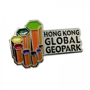 तामचीनी पिन निर्माता कस्टम मेड एचके ग्लोबल जीईओ पार्क लोगो अंचल पिन