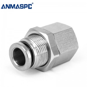ANMASPC SS Pneumatic Minimal Fitting Partition Reducer Female Thread Pipe Fitting One Touch Push Quick Tube Connector