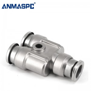 ANMASPC Y-type Tee Three Way One Touch Fitting Tube Metal Hose Coupling මල නොබැඳෙන වානේ සම්බන්ධකය PneumaticCoupler