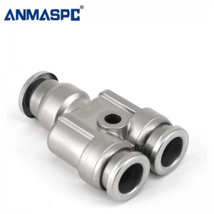ANMASPC Y-Type Tee Three Way One Touch Fitting Tube Metal Hose Coupling Stainless Steel Connector PneumaticCoupler