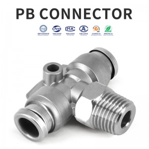 PB Series Stainless Steel Pneumatic Fitting Tekanan Tinggi push kanggo konektor fitting internal hex