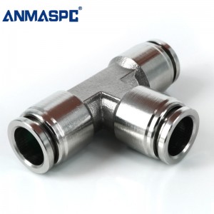 PE 316 Stainless Steel Joint Stainless Steel Push in Fitting 3 Way hose Connector