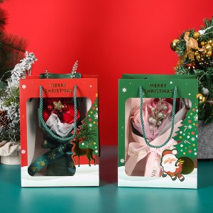Božična darilna papirnata vrečka z ročajem za pakiranje rož