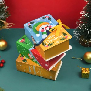 Christmas White Paper Card Book Style Box na May Ribbon