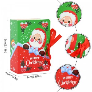 Kalėdų baltos popieriaus kortelės knygos stiliaus dėžutė su kaspinu