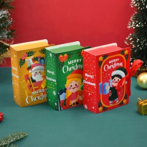 Рождестволық ақ қағаз картасы кітап стиліндегі таспамен қорап