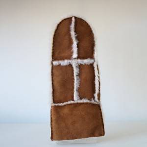 Patches/Pieces suede sheepskin mittens feature wool out trim