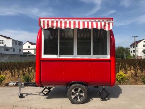 Red Food Truck Mobile Catering Trailer Food Serving Trolley Coffee Mobile Van
