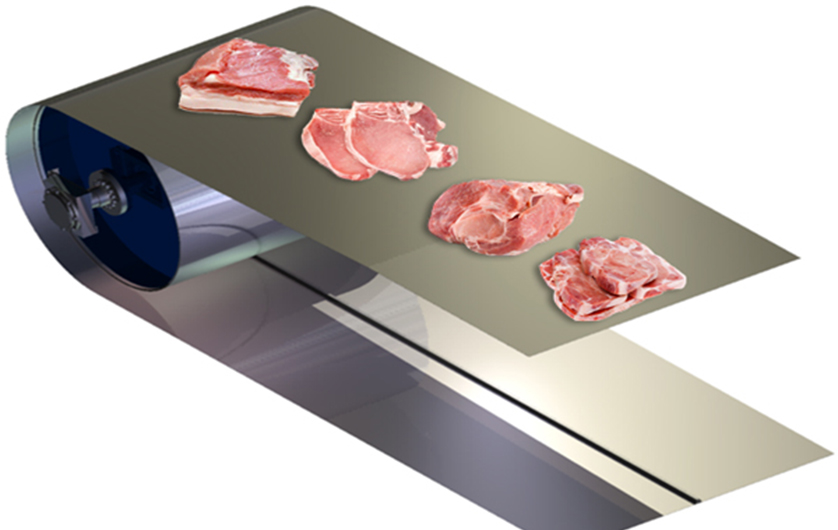 Jekleni trak za Iqf in transporter za meso |Predstavljena slika živilske industrije