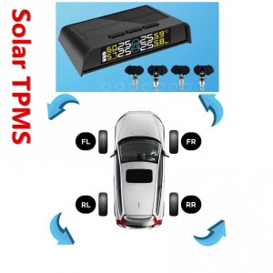 Solar Powered TPMS För bilar Däcktrycksövervakningssystem med japanskt batteri