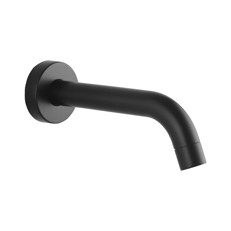 I-195mm Euro Matt Black Solid Brass Round Wall Spout yendawo yokugezela