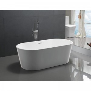 Bañera ovalada de 1400x700x580mm, delantal de acrílico independiente, bañera blanca