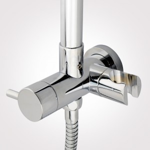 530mm Height Round Chrome Top Water Inlet Twin Shower Rail