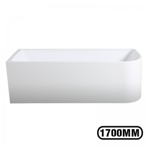 1700x750x610mm ထောင့်ချိုး ရေချိုးကန် ဘယ်ဘက်ထောင့် နံရံသို့ ပြန်သွားရန် Acrylic အဖြူရောင် ရေချိုးကန်