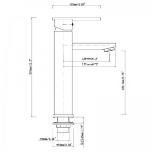 ओटिमो सॉलिड ब्रास स्क्वायर क्रोम लंबा बेसिन मिक्सर बाथरूम वैनिटी टैप