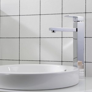 ʻO Ottimo Solid Brass Square Chrome Tall Basin Mixer Bathroom Vanity Tap