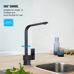 IQuadra Electroplated Black Kitchen Sink Mixer Tap 360° Swivel Solid Brass