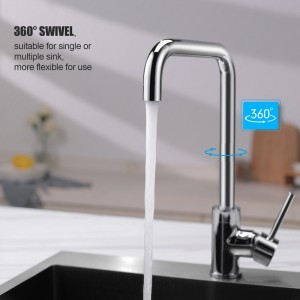 Round Chrome 360° Swivel Kitchen Sink Mixer Tap Gooseneck Spout