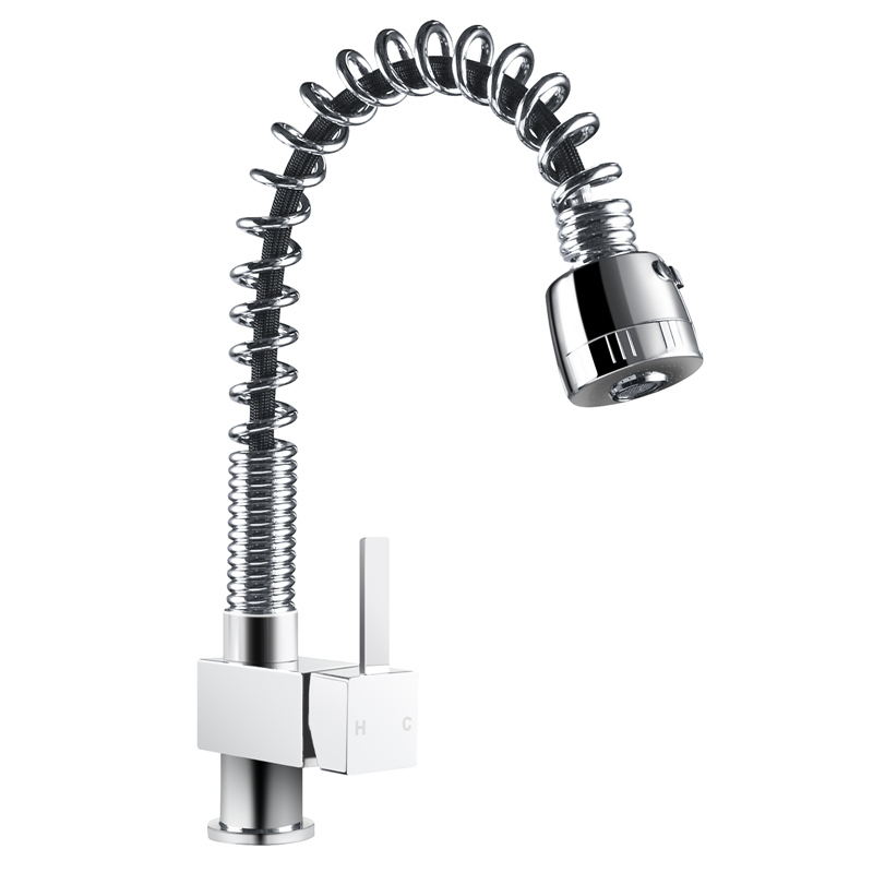 Spring Brass Chrome 360° Swivel Pull Out Spray Kitchen Sink Mixer Tap