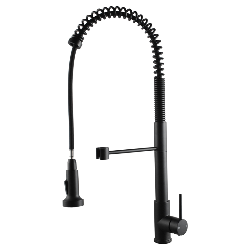 Black Spring 360° Swivel Pull Out Kitchen Sink Mixer Tap Brass