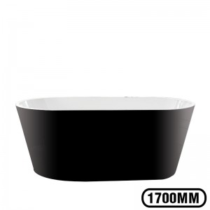 Bañera ovalada de 1700x800x580 mm Bañera de acrílico negra independente