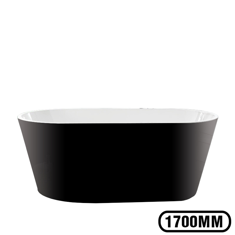 1700x800x580 mm Ubhavu Oyi-oval Oqinile Ongamile we-Acrylic Black Bath