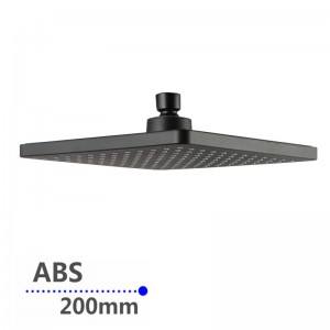 200 mm 8” ABS firkantet sort regnbruserhoved