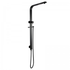 Square Black Wide Twin Shower Rail mei Diverter Top Water Inlet