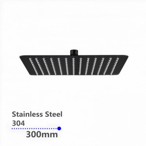 300 mm-es 12 hüvelykes rozsdamentes acél 304 fekete felületű szupervékony négyzet alakú esőzuhanyfej