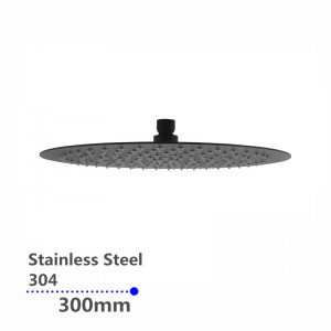 300mm 12″ Stainless Steel 304 Black Super-slim Round Rainfall Shower Head