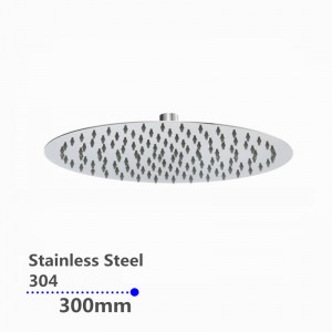 300mm 12″ Stainless Steel 304 Chrome Super-slim Round Rainfall Shower Head