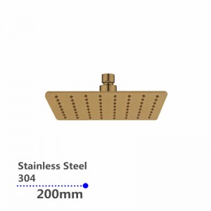 200 mm-es 8 hüvelykes rozsdamentes acél 304 sárga arany szupervékony négyzet alakú esőzuhanyfej