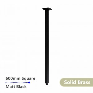 600mm Square Matt Black Ceiling Shower Arm Solid Brass