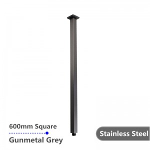 Bracciu di doccia di soffiu di 600 mm in acciaio inox 304 Square Gunmetal Gris