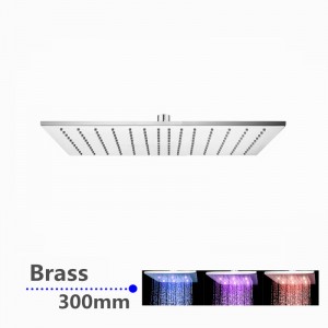 300mm 12″ Solid Brass Square Chrome LED Rainfall Shower Head
