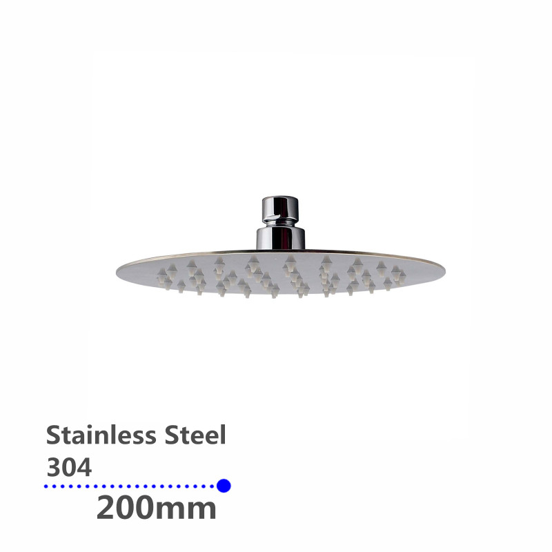 200mm 8″ Stainless Steel 304 Chrome Super-slim Round Rainfall Shower Head
