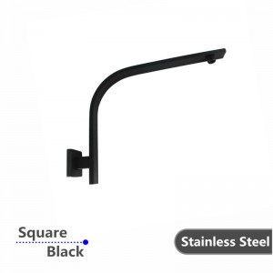 Gooseneck Wall Shower Arm Square Nero Black Stainless Steel 304