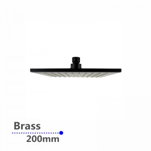 200mm 8" Solid Brass Black Nero Rainfall Brass Shower Head WELS WATERMARK