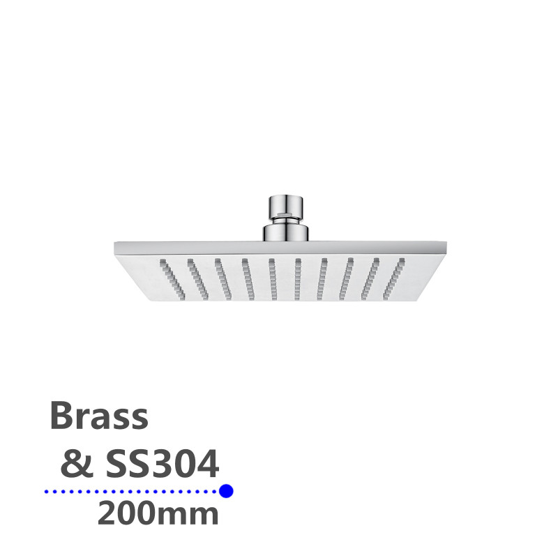 200mm 8″ Kwadru Chrome Rainfall Shower Head Solid Brass & Stainless Steel