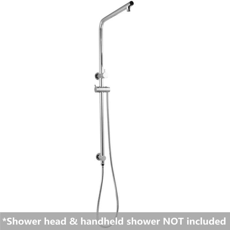 Right Angle Round Chrome Twin Shower Rail Top Water Inlet