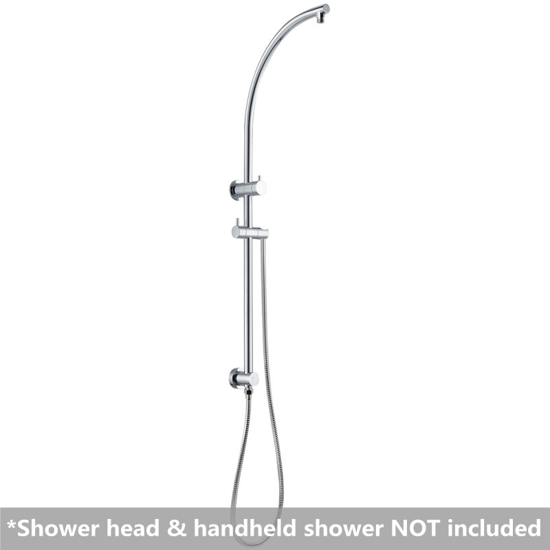 Round Chrome Top Water Inlet Twin Shower Rail with Diverter