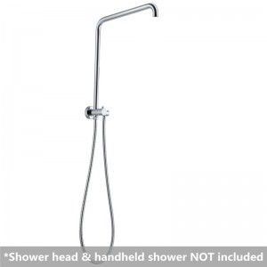 530mm Dhuwur Babak Chrome Top Water Inlet Twin Shower Rail