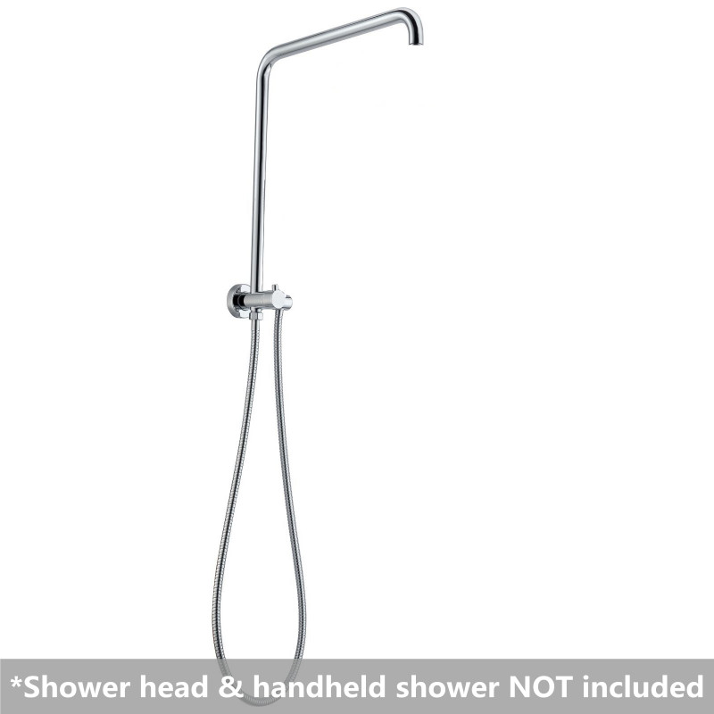 530mm Height Round Chrome Top Water Inlet Twin Shower Rail