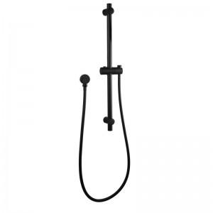 Кръгла черна регулируема стойка за душ само със стенен конектор и маркуч за вода
