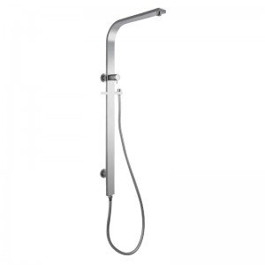 Square Chrome Wide Twin Shower Rail na may Diverter Top Water Inlet