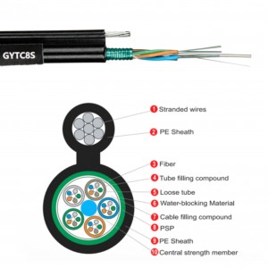 4/6/8/12/24/48 core fiber optic Cable GYTC8S aerial FO cable single mode ສາຍນອກ