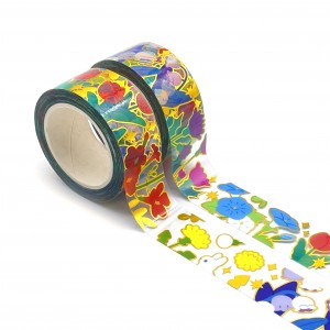 საბითუმო შესაფუთი სასკოლო საკანცელარიო ნივთები წყალგაუმტარი ფოლგადაფენილი Washi Overlay Tape