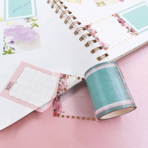 Paper Packaging Tear Rainbow Foil Eigen ûntwerp Rose Gold Foi Overlay Washi Tape