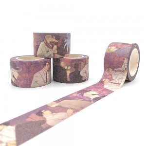 Custom Floral Decorative Glitter Printed Kraft China Washi Tape Para sa mga Planner